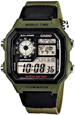 Vista 9 de Casio Reloj Clásico Verde AE1200WHB-3B, Movimiento de cuarzo
