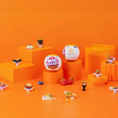 Vista 4 de Mini Brands Crea MasterChef Series 2 de ZURU (paquete de 2) – Mini platos reales con ingredientes, herramienta LED UV y tarjeta de recetas Cápsula