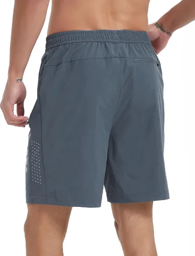 Vista 2 de Pantalones cortos deportivos para correr para hombre, de secado rápido, pantalones cortos de gimnasio de 7 pulgadas, ligeros, deportivos