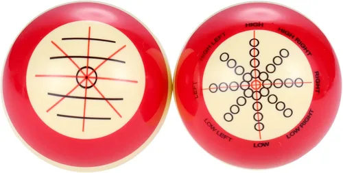 Vista 4 de Bola de Taco de Billar, Resina de Grado AAA Profesional Estándar Bola de Taco de Práctica y Entrenamiento (2-1/4'', 6 oz) (Rojo Blanco)