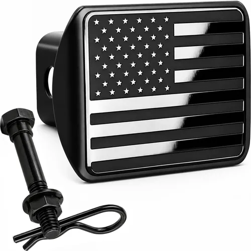 Vista 9 de Tapón de enganche de bandera negra estadounidense de 2 pulgadas Resistente a la intemperie, apto para lavado de coches, se adapta a receptor de 2