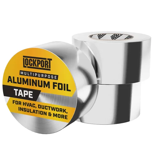 Vista 9 de Cinta de papel de aluminio Lockport 2 pulgadas x 70 yardas - Cinta de aluminio - Sellado de conductos HVAC, ventilación de secadora, cinta