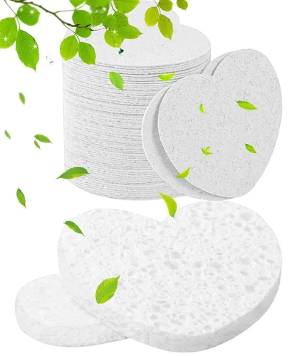 Vista 9 de 50 esponjas faciales comprimidas para esteticistas - esponja facial de celulosa 100% natural, esponjas de spa para limpieza facial, masaje