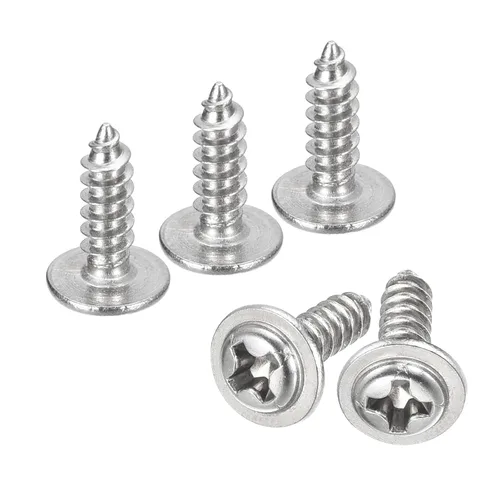 Vista 35 de uxcell ST3x6mm Phillips Pan Head Tornillo Autorroscante con Arandela, 100 piezas - Tornillo de madera de acero inoxidable 304 rosca completa (plata)