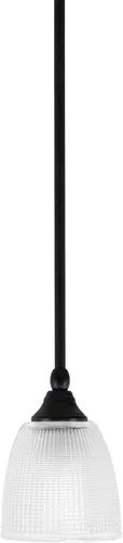 Vista 137 de Toltec Lighting Tallo Colgado Mini colgante, acabado de cobre negro, 3.5" cuadrado humo burbuja vidrio