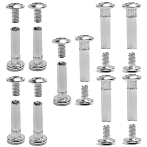 Vista 6 de 10 juegos de tuercas para tornillos de 3/16 pulgadas de diámetro de agujero, tornillos de encuadernación hembra M5x16mm, hebilla de cinturón, pernos