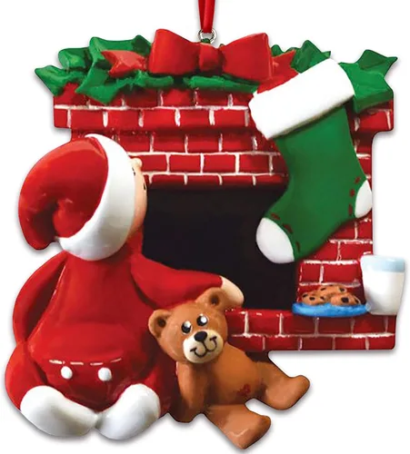 Vista 5 de Adorno personalizado para árbol de Navidad 2024 – Adorno de Navidad de la segunda Navidad de Papá Noel 2024 esperando para árbol de Navidad, adorno