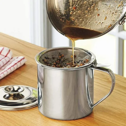 Vista 6 de Cocina Acero Inoxidable Almacenamiento de Aceite Guardián Freidora Amigo
