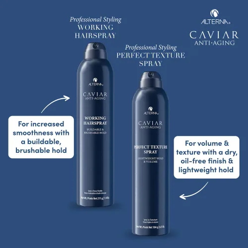 Vista 5 de Alterna CAVIAR Anti-Aging Working Hairspray Buildable, Brushable Hold Helps Control Frizz & Adds Shine Sulfate Free