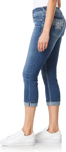 Vista 3 de WallFlower Luscious Curvy 23.5" Crop Mid-Rise Bling Insta Stretch Juniors (estándar y Plus)