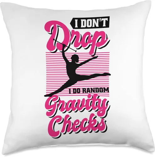 Vista 4 de Baton Twirler & Majorette Twirl Dancer Apparel I Don'T Drop I Do Random Gravity Checks, Baton - Almohada giratoria, 16 x 16 pulgadas, multicolor