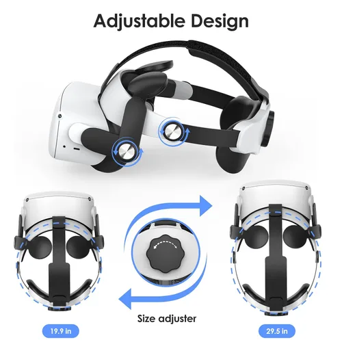 Vista 2 de YOGES Head Strap Compatible with Quest 2, Super Soft Foam and Skin-Friendly PU Surface, Lightweight and Adjustable Accessories for Adults and Child