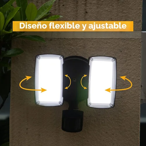 Vista 5 de UME - Luz LED de 19 W con sensor de movimiento para inundación al aire libre, 2 cabezales ajustables, 2000 lm, 5000 K, impermeable IP65, luz de Negro