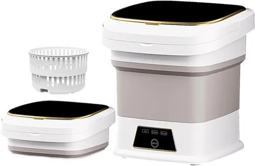Vista 8 de Mini lavadora portátil de 16 litros, mini lavadora plegable con cesta secadora giratoria, 3 modos de lavado para cargas pequeñas