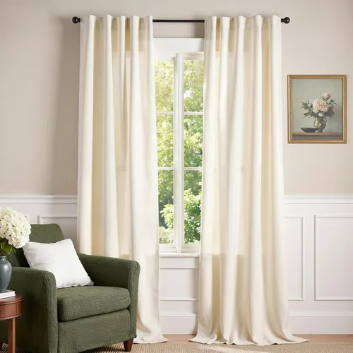 Vista 10 de Lazzzy - Cortinas de terciopelo blanco de 63 pulgadas de largo para sala de estar o dormitorio, cortinas con filtro de luz, aislación térmica