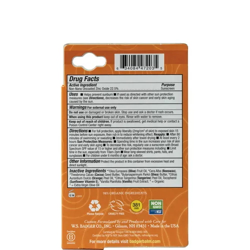 Vista 2 de Badger - Protector solar SPF 35 de zinc transparente para niños, mandarina y vainilla - Protector solar seguro para arrecifes resistente al agua
