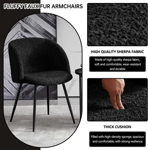Vista 5 de Homedot Juego de mesa de comedor de cocina de 3 piezas para 2, mesa de comedor redonda negra de 37 pulgadas con brazos de comedor negros, juego