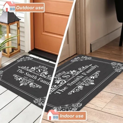 Vista 6 de Magimagine Tapete de bienvenida personalizado para exteriores, tapete de bienvenida personalizado para puerta delantera con nombre de familia