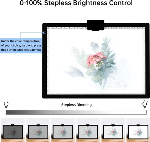 Vista 4 de Mlife Almohadilla de luz A3, caja de luz de batería integrada, temperatura de 3 colores, brillo continuo, tablero de luz LED recargable para trazar