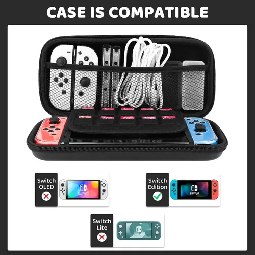 Vista 4 de FUNDIARY 10 in 1 Carrying Case Compatible with Nintendo Switch(Not OLED or Lite) with 10 Games Cartridges - Portable Hard Travel Carry Case Shell