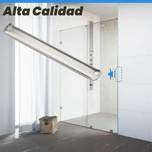 Vista 4 de Imán de acero inoxidable para puerta de ducha con canales en U con tornillos, manijas de puerta batiente y jamba de ataque