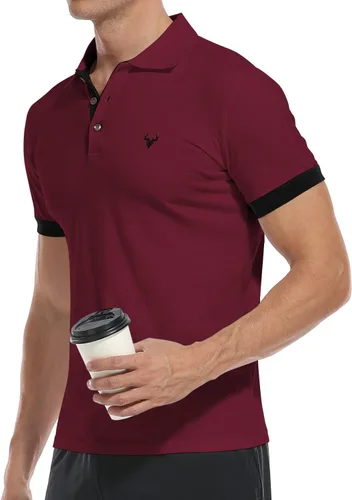 Vista 4 de YTD Camisa polo clásica para hombre, manga corta, ligera, ajustada, casual