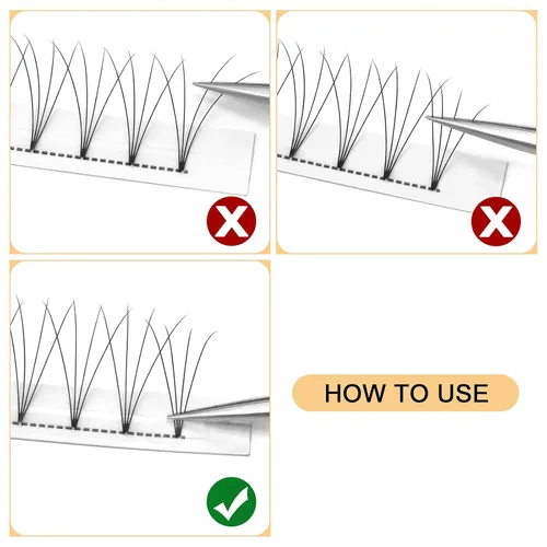 Vista 13 de QUEWEL Extensiones de Pestañas Prehechas en Ventilador, Extensiones de Pestañas Prehechas 3D de 0.07mm de Grosor, Rizado C, 8mm de Volumen