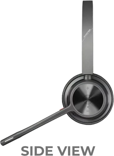 Vista 2 de Poly Voyager 4320 UC - Auriculares inalámbricos Bluetooth Duo (USB-A) con soporte de carga, paquete global Teck con paño de microfibra, teléfono