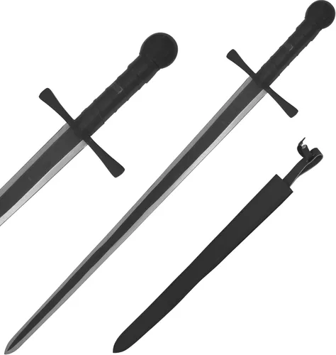 Vista 27 de Medieval Warrior Knights Templar Long Sword with Sheath Steel Guard, Leather Wrapped Handle