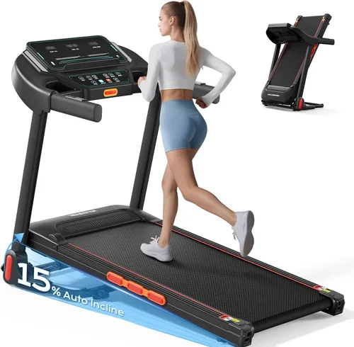 Vista 10 de Cintas de correr para el hogar, caminadora con inclinación automática, cintas de correr plegables para correr y caminar, capacidad de peso de 300