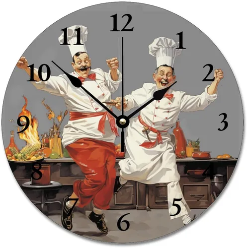 Vista 14 de ArogGeld Chef - Reloj de pared de cocina de madera, 10 silencioso, sin tictac, de cuarzo, funciona con pilas, para sala de estar, dormitorio