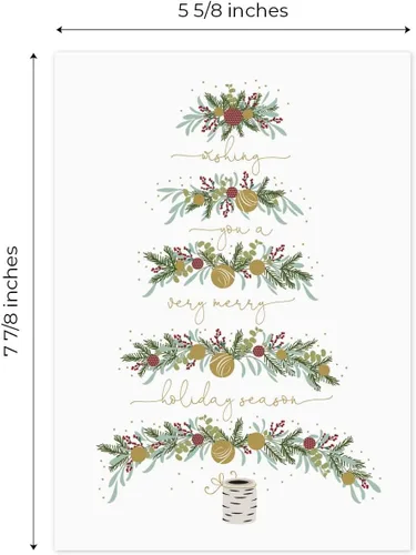 Vista 6 de Between The Branches Tarjetas Navideñas con Lámina Dorada / 16 Tarjetas de Navidad en Caja con Sobres Forrados de Lámina / 5 5/8" x 7 7/8" Tarjetas