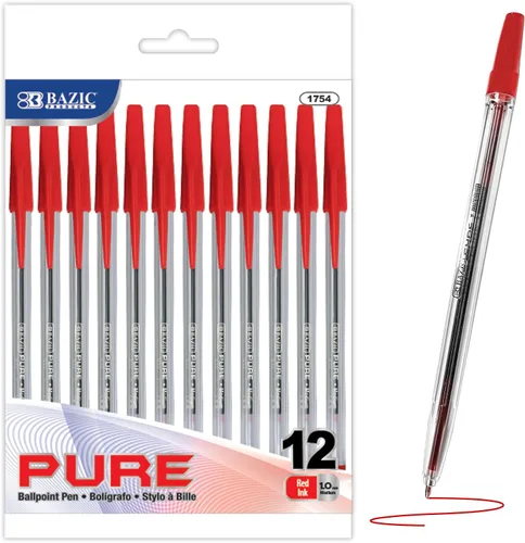 Vista 11 de BAZIC PRODUCTS Bolígrafo negro puro, 12 unidades, para escribir en la escuela y la oficina