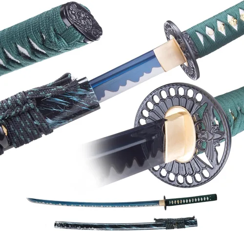 Vista 17 de Katana Sword, Handmade Samurai Sword 9260 Spring Steel - Plum Blossom Design, Full Tang & Clay Tempered - Ideal for Training, Practice, Collection &