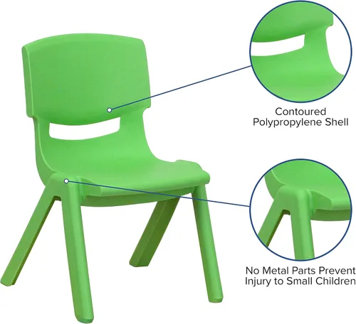 Vista 104 de Flash Furniture - Silla escolar apilable de plástico azul con altura de asiento de 10 1/2 pulgadas Construcción duradera, uso comercial