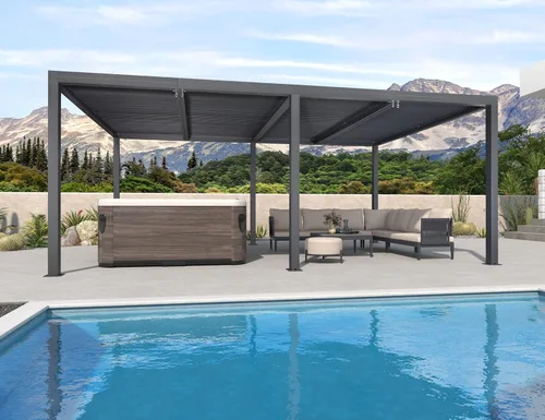 Vista 37 de PURPLE LEAF 94AS - Pérgola pequeña de aluminio compacto de 10 x 12 pies con techo rígido con listones ajustables para patio, cubierta de terraza