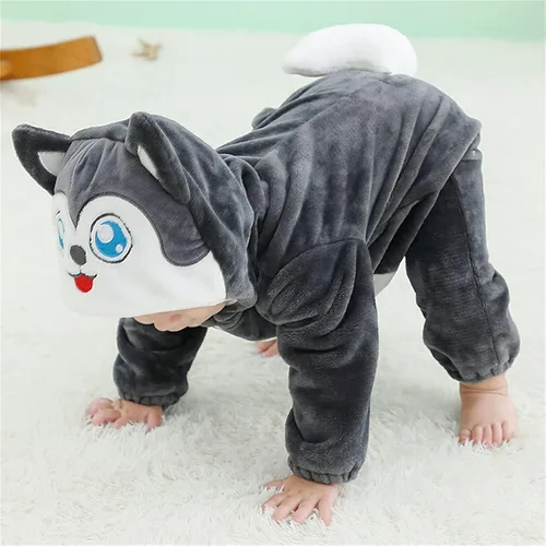 Vista 89 de Mameluco unisex de franela para bebé, disfraz de animal con capucha de dibujos animados