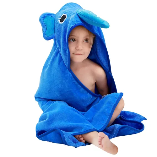 Vista 7 de Michley - Bata de algodón con capucha para niños y niñas de 0 a 6 años, Azul