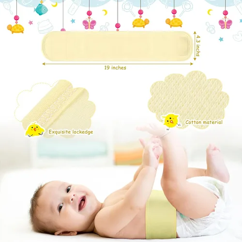 Vista 2 de 8 piezas de algodón con cordón umbilical para bebé, suave protector de vientre para bebé, banda para ombligo recién nacido, cinturón de ombligo