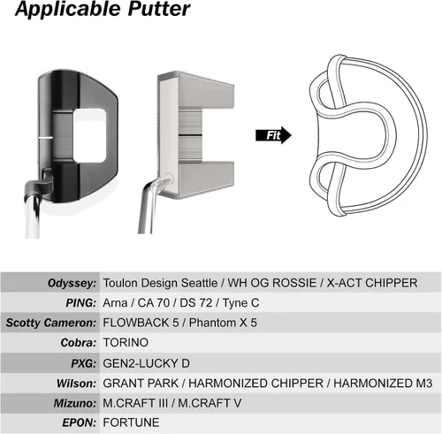 Vista 3 de Cubiertas para Cabeza de Palo de Golf Fundas para Putter Cubierta de Putter Mallet Cubierta de Putter Blade para Odyssey White Hot Pro Heel-Shaft