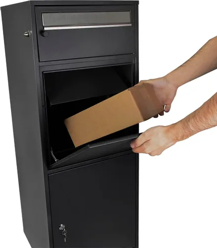 Vista 7 de Barska Caja de acero para envío de paquetes grandes para porche con bloqueo de empuje avanzado, ranura para correo y ranura antirrobo