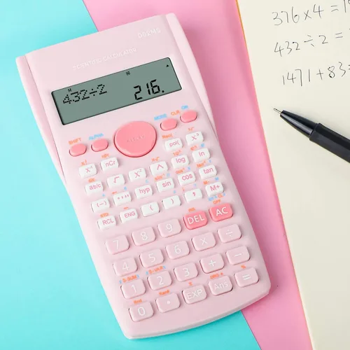 Vista 9 de Calculadora científica, Calculadora de dos líneas linda, Calculadora de matemáticas con función para estudiantes de álgebra y geometría, Calculadora