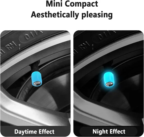 Vista 6 de 16 PCS tapones fluorescentes para vástago de válvula de neumático, tapones luminosos para válvula de aire de rueda de automóvil, accesorios