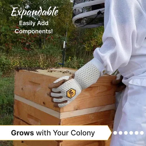 Vista 6 de Kit completo para colmena de abejas, sin pintar, ensamblado, hecho en Estados Unidos. Kit de colmena no pintado
