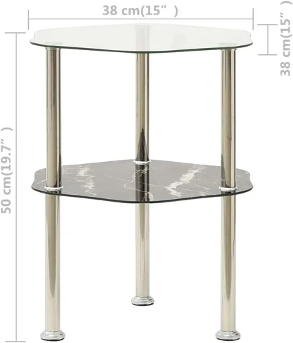 Vista 5 de Mesa auxiliar de 2 niveles, mesa auxiliar única, mesa de sofá, mesa de café, con diseño de forma hexagonal, para espacio pequeño, sala de estar Gris