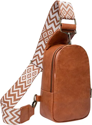 Vista 2 de Bolso bandolera para mujer, bolso cruzado de cuero de moda, bolso de mensajero, bolso de mano para mujer, tamaño mediano, color marrón