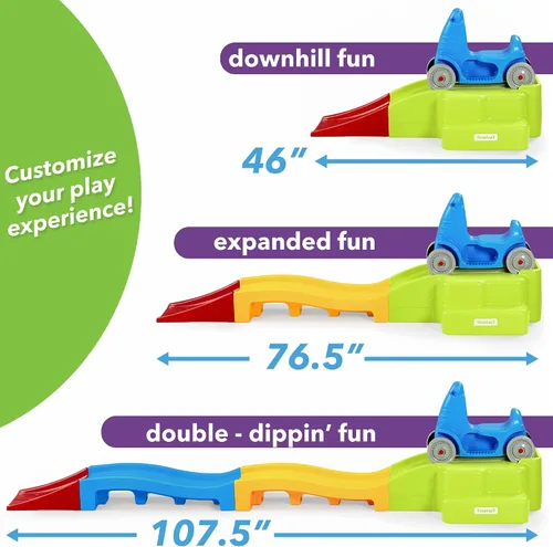 Vista 4 de Simplay3 Montaña rusa expandible de lujo con pistas, pista de carreras de descenso para niños en crecimiento, juguete para niños en interiores