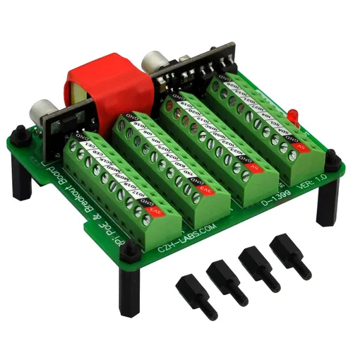 Vista 3 de OONO RPi PoE y bloque de terminales GPIO Breakout Board Módulo para Raspberry Pi 3B+4B