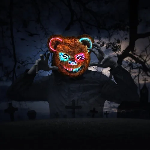 Vista 6 de Halloween Animal Mask,Easter Bear/Rabbit Mask for Party Role Playing Toys Máscara de oso