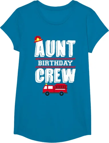 Vista 48 de Aunt Birthday Crew Fire Truck Fireman - Camiseta para fiesta de acogida, Negro, S
